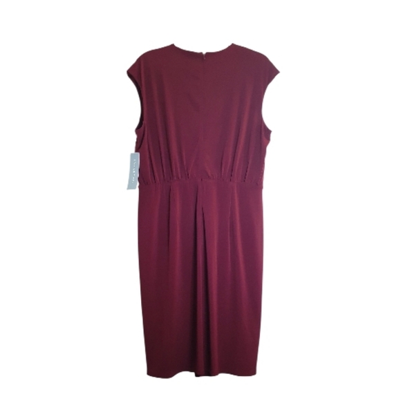 SALE! London Times Sleeveless Midi Dress Wine Size 16 - Picture 2 of 4